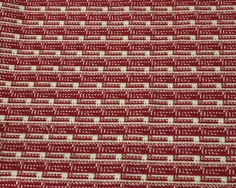 Vintage Ralph Lauren Red & Beige geometric Reversible woven cotton upholstery fabric 57” Wide BTY- red and white woven upholstery fabric