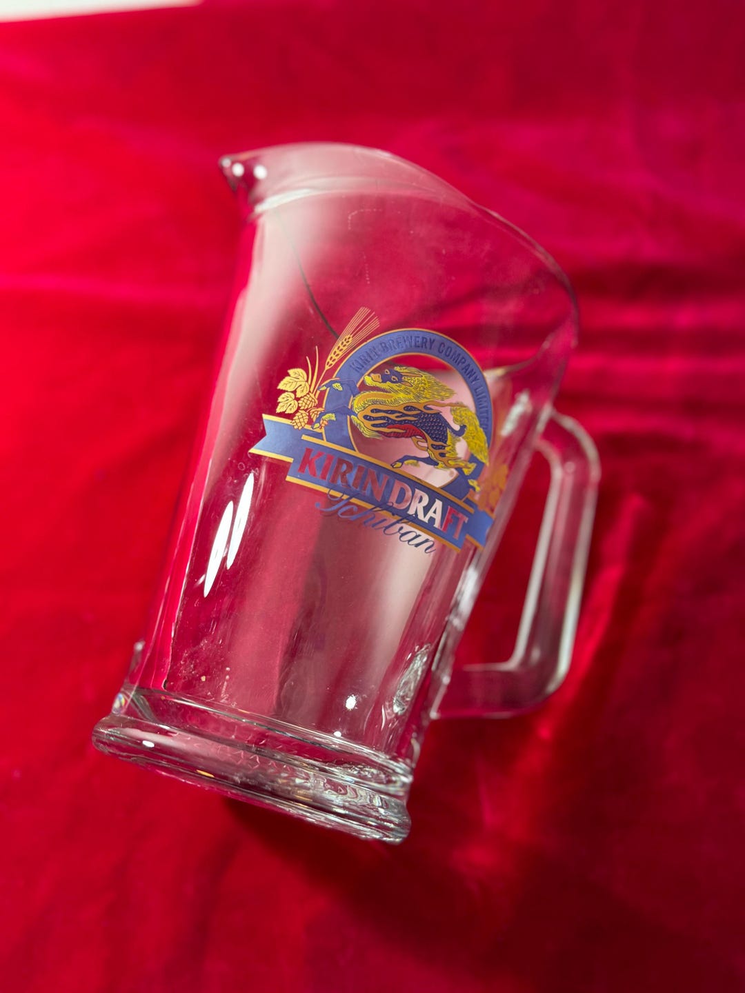 KIRIN Beer Glass Pitcher Large Capacity Water Server Japan 9” Tall