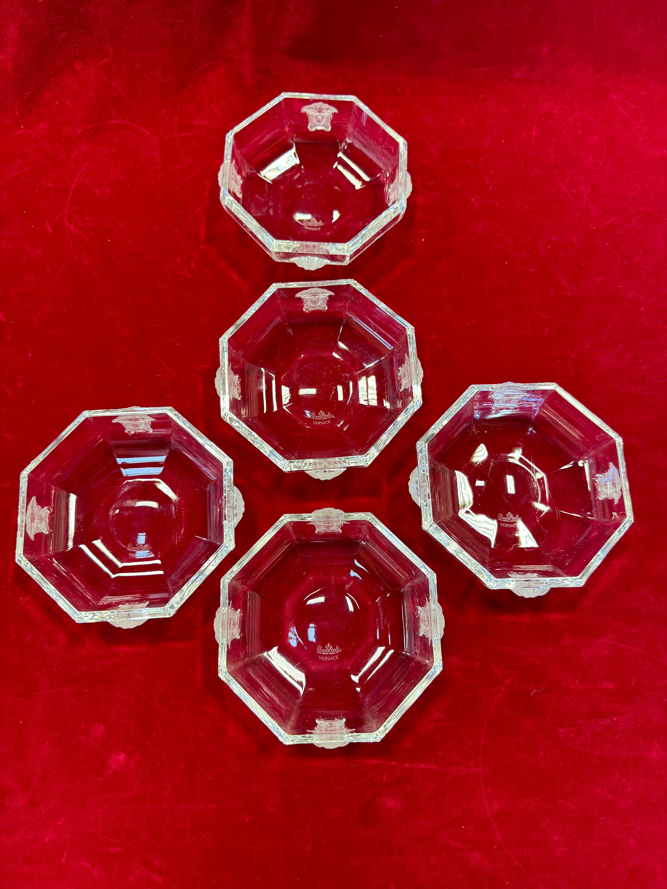 5 Rosenthal Versace Lumiere Medusa Crystal Candy or Fruit 5 Rosenthal Versace Lumiere Medusa Crystal Candy or Fruit