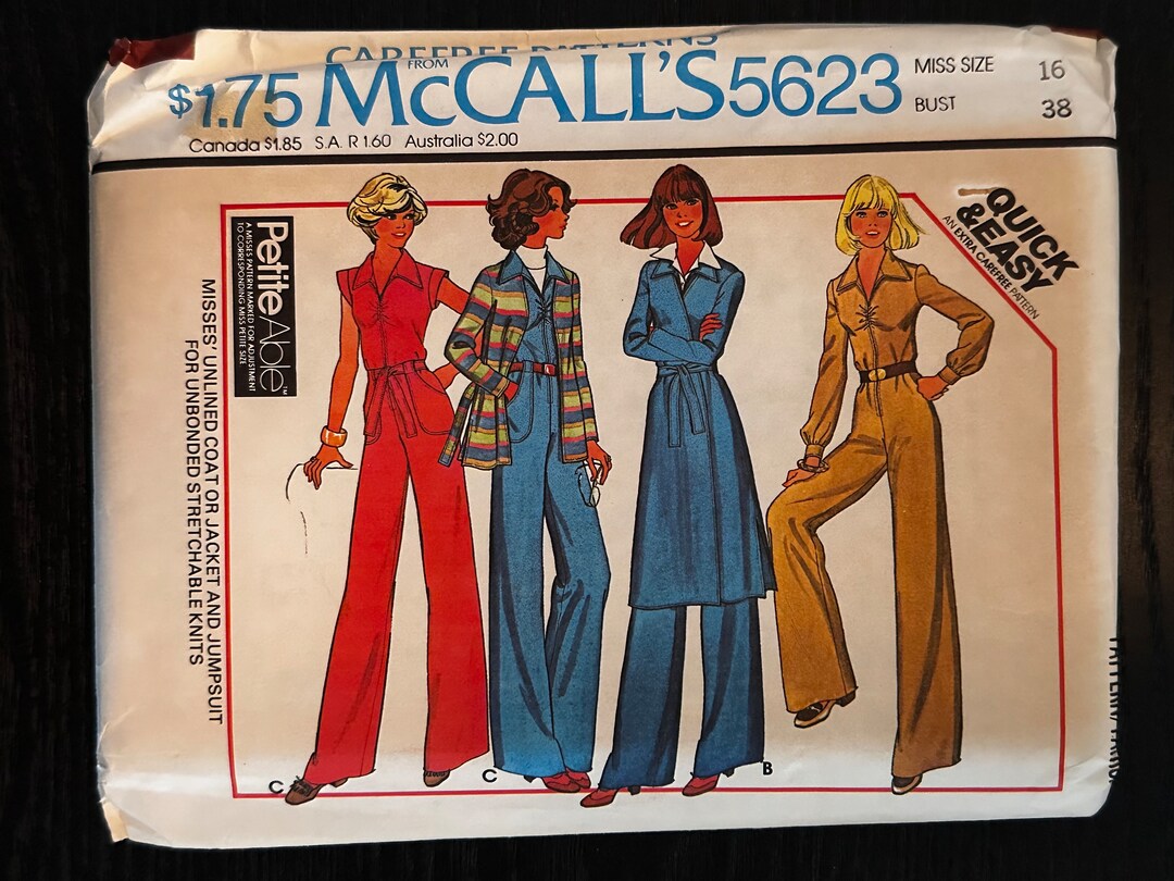 1970's McCall's Junior's Unlined Jacket, Vest, Skirt, Pants or Shorts - Bust 33.5