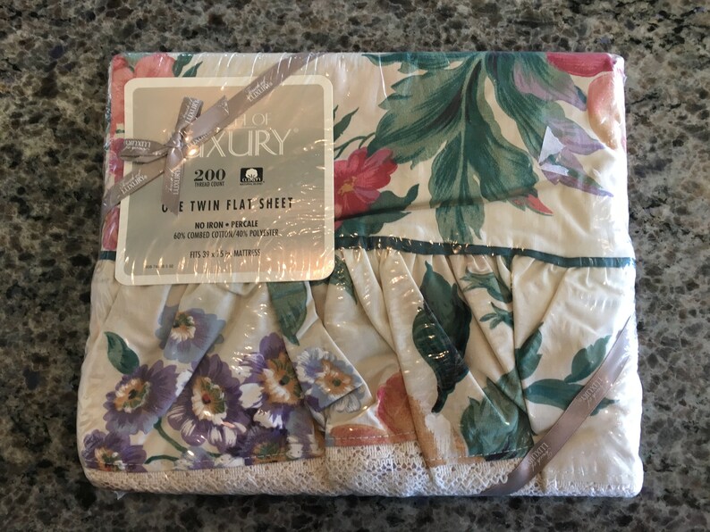 twin flat sheet Mervyns bedding Vintage New Mervyns Annabella Twin Flat Sheet Floral Botanical Pattern- twin bedding twin flat sheet