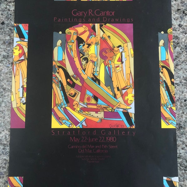 1980 Stratford Gallery Del Mar Art Gallery for Gary R Cantor Artist Featuring His 1977 Work 17" w x 22" H- art gallery exhibition poster