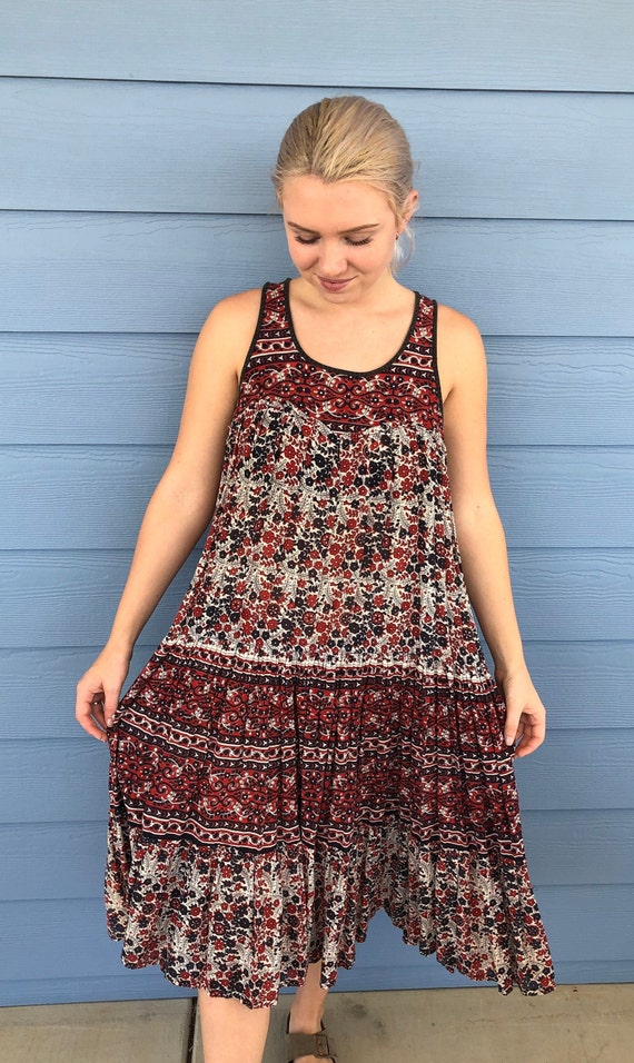 Vintage Kaiser Indian Cotton Gauze Sleeveless Red