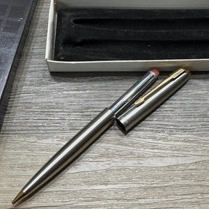 Vintage 1970's Parker 45 Flighter Stainless Steel Mechanical Pencil Gold Trim- Parker pencil