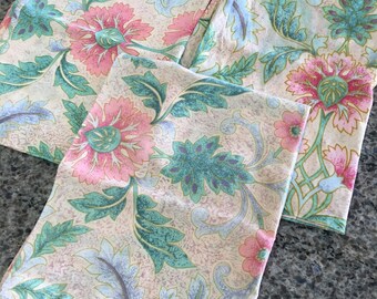 Vintage Green and Pink Floral Standard Pillowcases- standard pillowcase, floral standard pillowcase