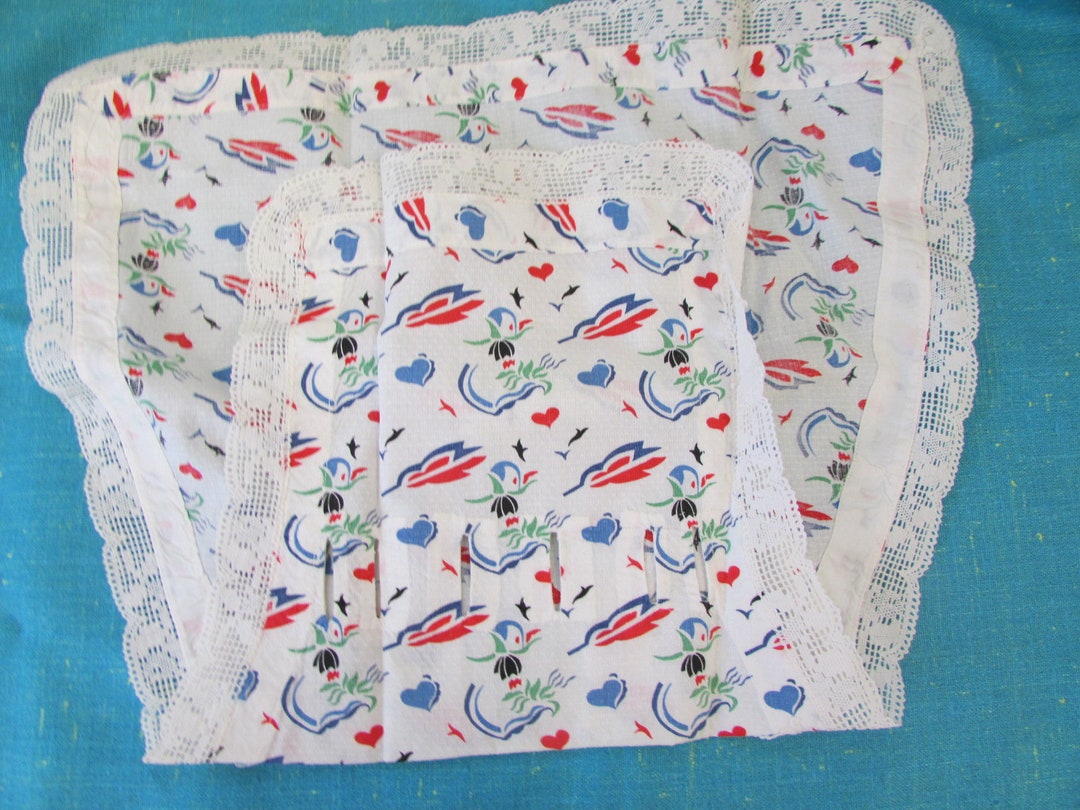 Vintage Red White & Blue Birds and Hearts Cotton Smock Bib - Etsy