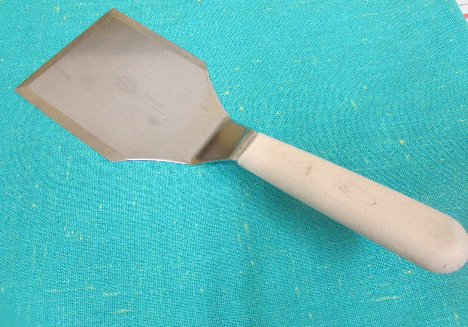 Vintage ECKO Stainless Slotted Spatula 13” Faux Wood Handle Made in USA