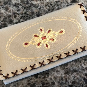 Cartera de mujer estilo florentino italiano de los años 80 de NWT, «New Yorker» con bordes entrecruzados de piel de vaca color beige: cartera vintage para mujer, cartera New Yorker