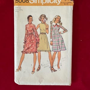 1972 Simplicity Sewing Pattern 5008 Misses Collared Fitted Mini Dress Size 10 Cut- jumper dress