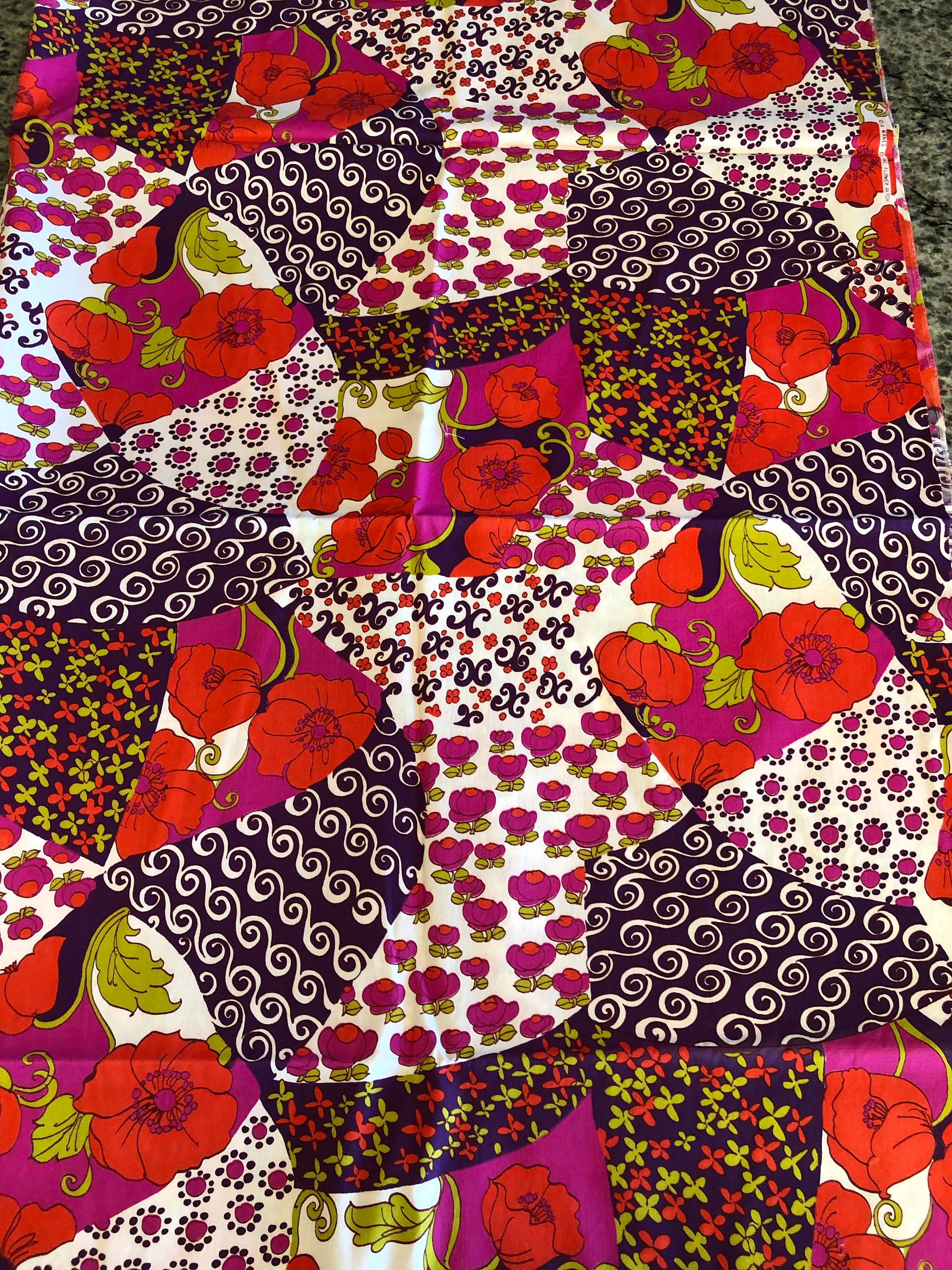 Vintage Cotton Fabric PINK FLORAL HEARTS ON BLUE 1 Yd /44" Vintage Cotton Fabric PINK FLORAL HEARTS ON BLUE 1 Yd /44"