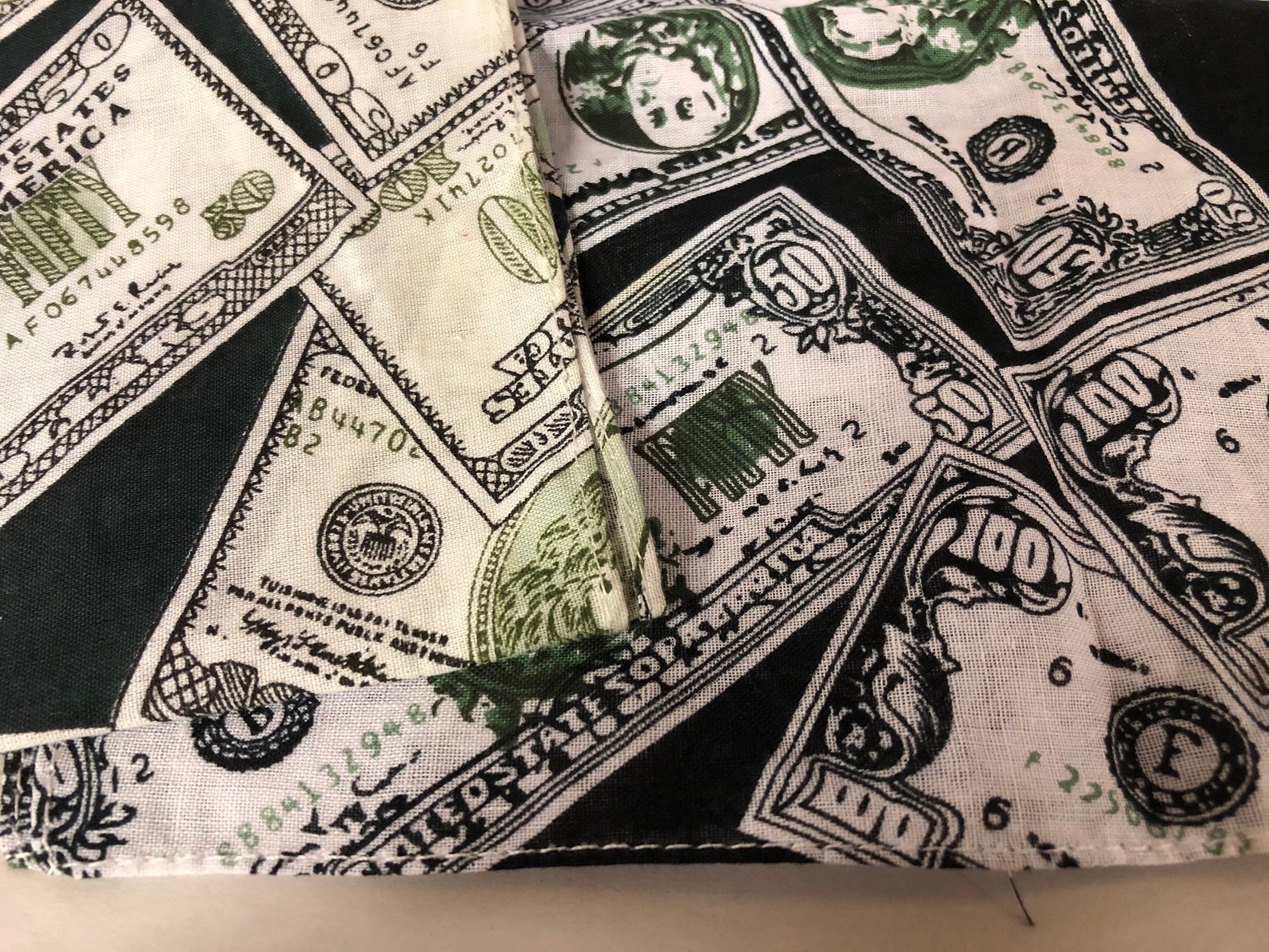 Vintage Dollar Bills Black & Green Cotton Bandana Print | Etsy