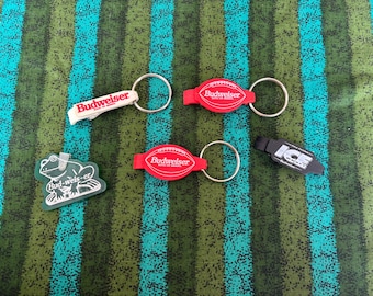 Vintage Budweiser Keychain and Bottle Opener Collection Keyring Accessory, Each Sold Separately