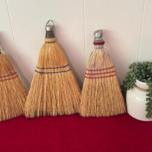 U CHOOSE~ Vintage Rustic Corn Fiber Whisk Broom with Wire Wrapped Handle 10-12&quot; - vintage broom, rustic broom, primitive whisk broom