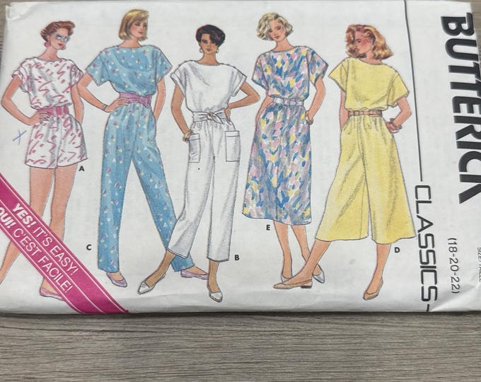 1986 Butterick Sewing Pattern 3634 Misses Blouson Dress or Jumpsuit or ...