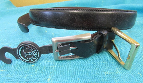 Vintage NWT TORINO Black Leather Mens Belt With Silver and Gold