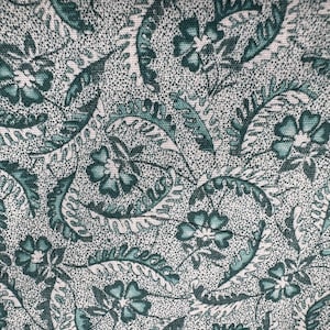 Vintage blauwgroen groene mini bloemen katoenstof 46&quot; x BTY ~ quiltstof, quiltstof, groenblauw groene stof, primitieve stof, provinciale stof