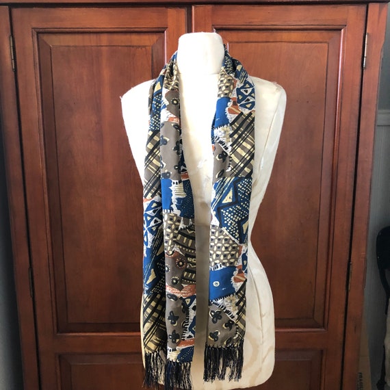 Vintage NWT Jacqueline Ferrar Brown Blue Tribal Abstract Oblong