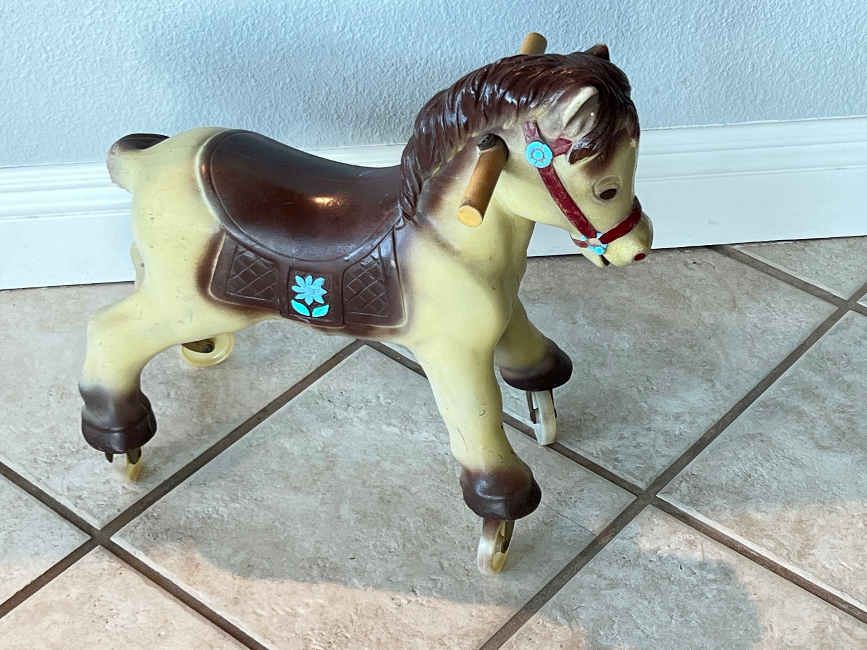 1965 Blaxon Childrens Plastic Riding Horse on Casters 19 W X 17 Vintage  Toy, Doll Collector Decor, Vintage Childrens Horse 