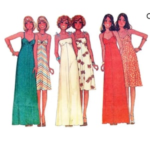 Rare 1970s McCalls Sewing Pattern 5117 Misses Summer Dress, Halter Dress, Dress in 2 Lengths, Size 10-14, UNcut; 1970s dress, summer dress