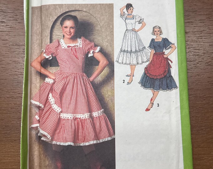 V1979 Pattern 1979 Simplicity Sewing Pattern 9103 Misses Square Dance Dress Tiered ...