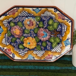Hand Painted Portugal Pottery 12 1/2" Platter