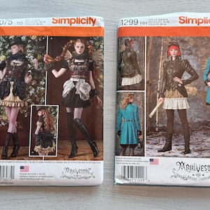 U CHOOSE- Simplicity Sewing Pattern 8075 or 1299 Misses Cosplay or Steampunk Costumes by Arkivestry Haute Couture size 6-14 uncut- Halloween