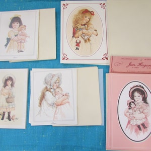 RARO Vintage anni '80 Jan Hagara 32 biglietti e buste vuoti e 8 cartoline; Biglietti di auguri vintage, biglietti per bambini, biglietti di Natale