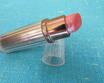 Vintage 1960/70 Max Faktor Double Frost Pink Lippenstift in Gold und durchsichtigem Kunststoffrohr; vintage Lippenstift, Max Faktor Lippenstift, No 7