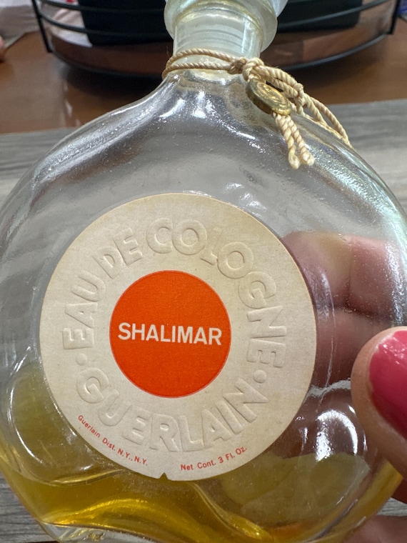 Vintage Guerlain Shalimar Eau De Cologne Bottle 3 Oz Glass Cap