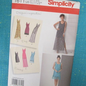 2000s Simplicity Sewing Pattern 1611 Designers Inspiration Misses Sleeveless Dress with Length Variations, Size 16-24, Uncut; summer dress