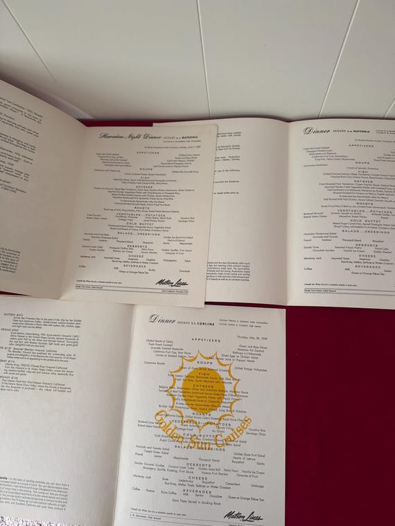 Rare U Pick - Matson Lines Dinner Aboard SS Lurline Menu or Dinner
