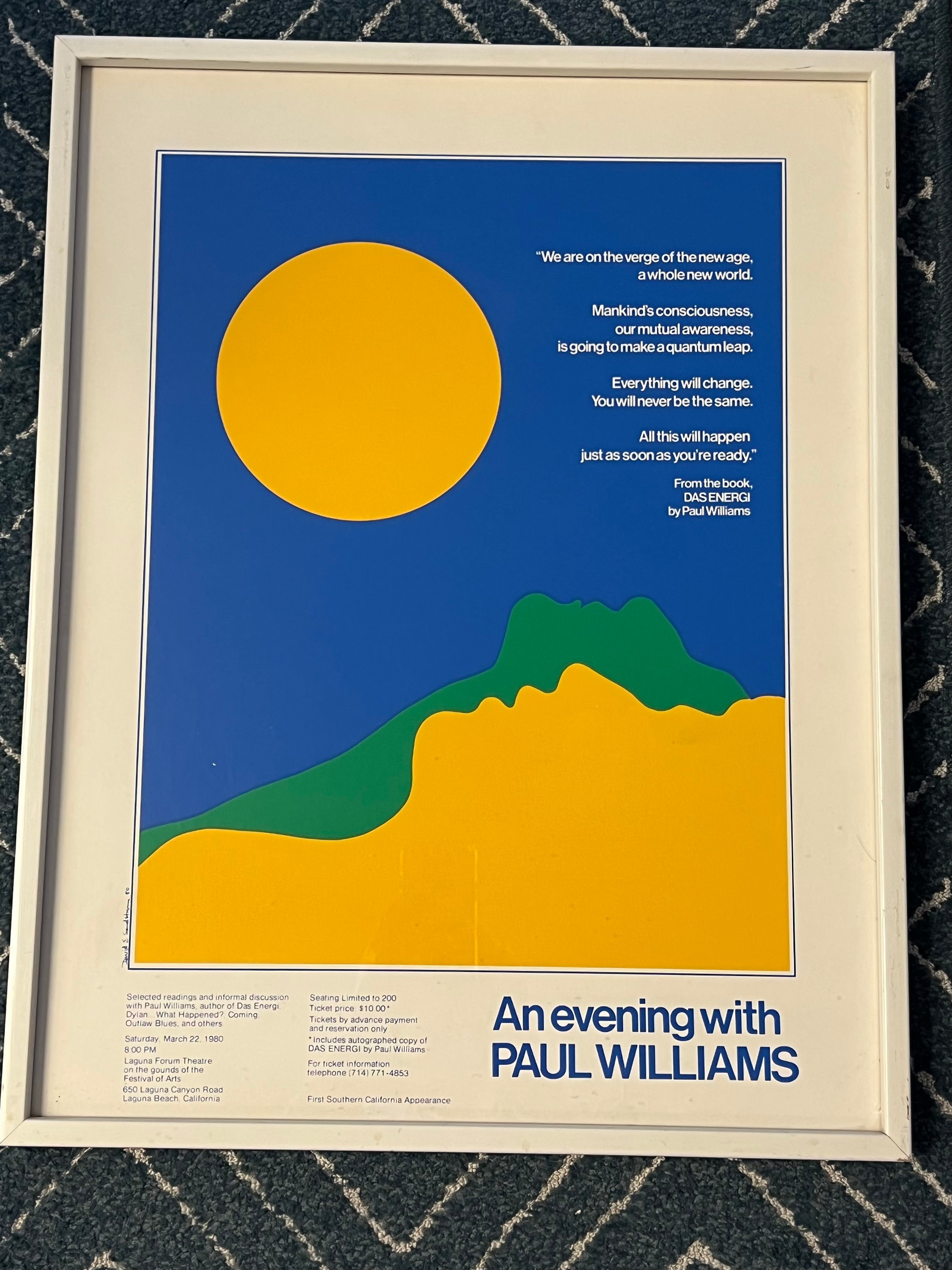 RARE 1980 Framed Das Energi Poster by Paul Williams From Laguna