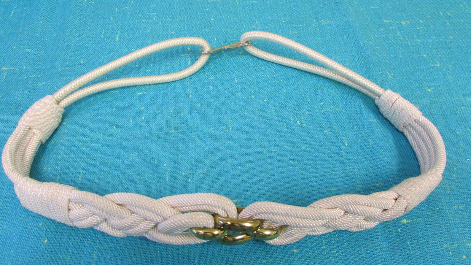 Vintage Cream Color Woven Corded Belt with Gold Center from Etsy