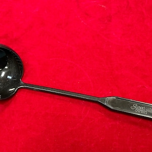 RARE Vintage Black SCOOP N STRAIN Strainer Scooper Spoon Ladle, 14 1/2&quot;; kitchen utensil, spaghetti spoon, straining spoon, patented ladle