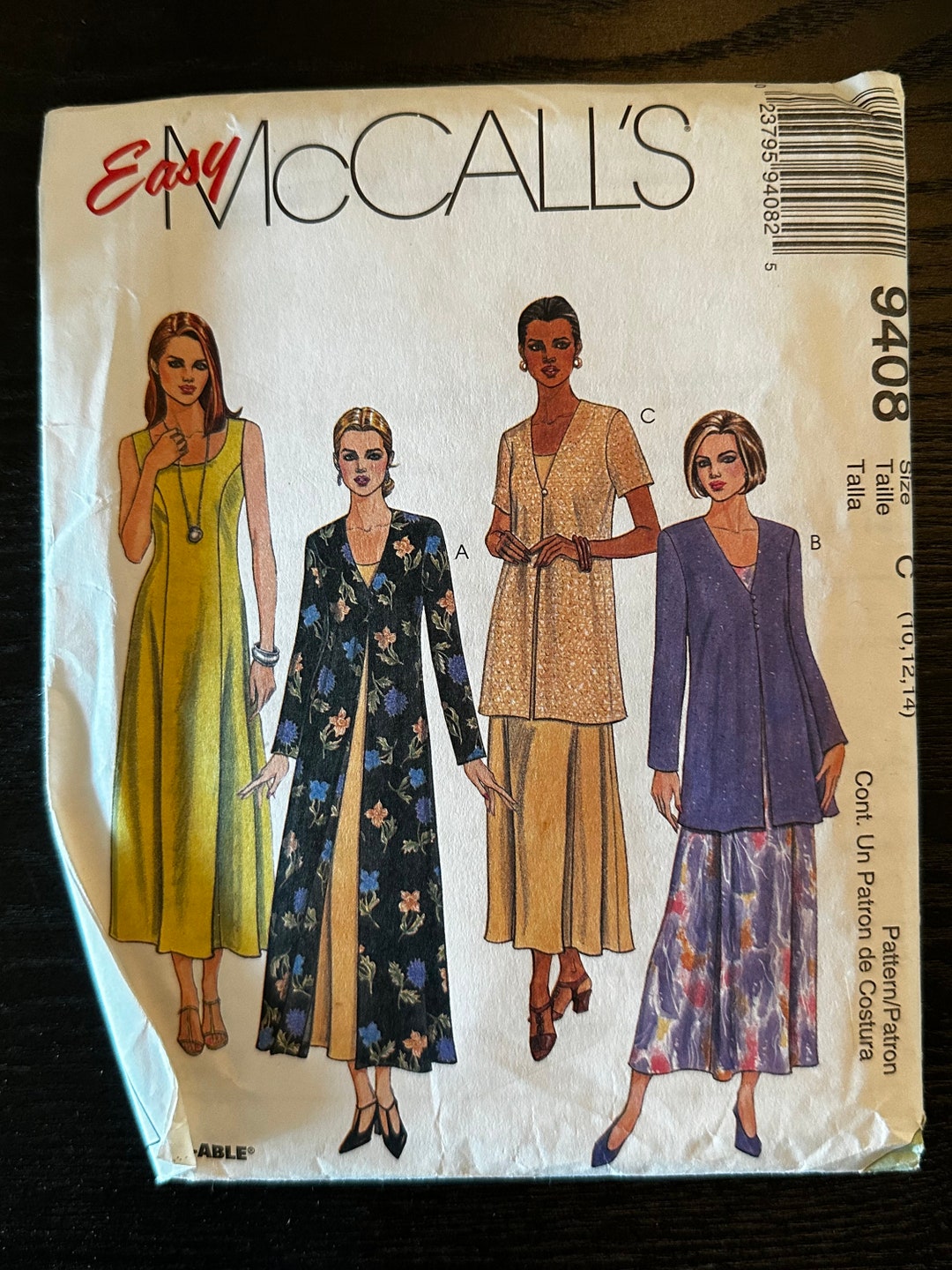 1998 Easy Mccall's Sewing Pattern 9408 Misses' Dress and Duster or ...