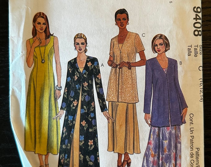 1998 Easy Mccall's Sewing Pattern 9408 Misses' Dress and Duster or ...