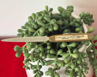 Vintage Souvenir Letter Opener With Brass and Mother of Pearl Central Plating Service with Pocket Knife, 5 1/2" X 1/2"; mother of pearl