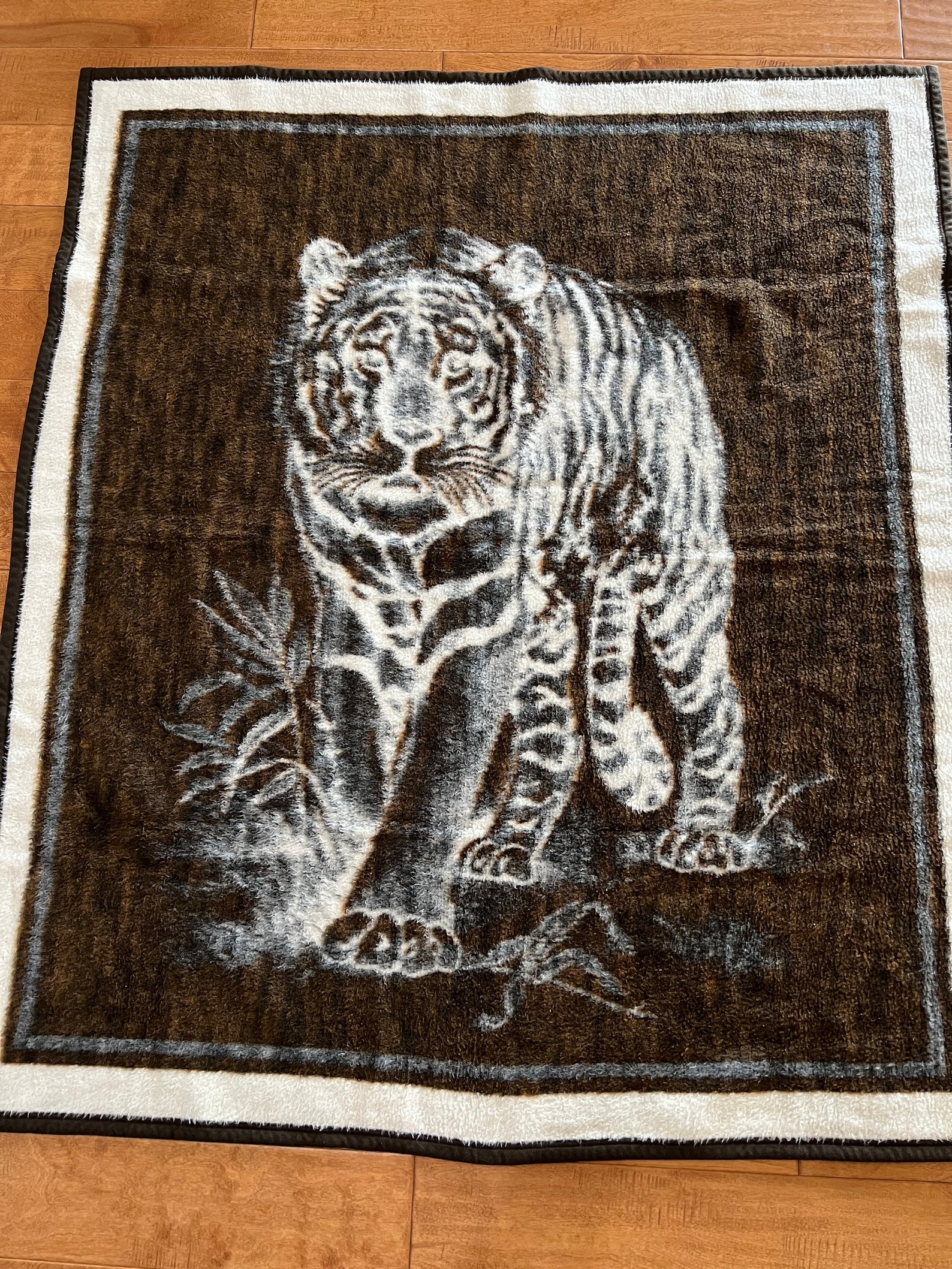 Vintage Biederlack CROUCHING TIGER Brown Reversible Blanket Etsy