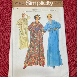 1975 Simplicity Sewing Pattern 7180 Misses Long  Muu-Muu Caftan Batwing Sleeves Long Sleeves One Size Uncut- 1970s caftan, lounge dress