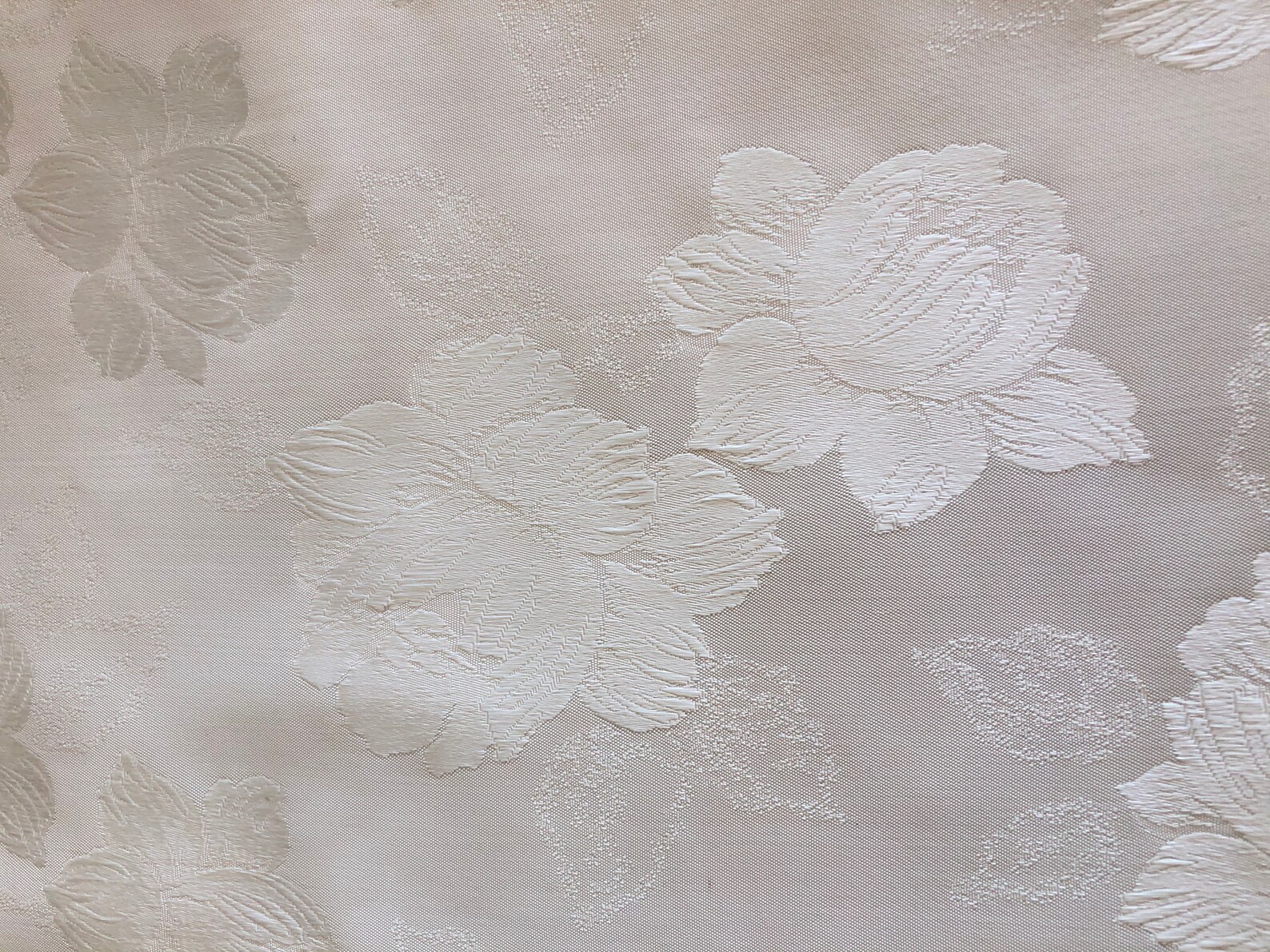 Vintage Ivory Cream Embossed Satin Floral Brocade Fabric Etsy