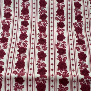 Timeless Treasures Beige Cotton Fabric with Burgundy Floral Stripe ERA C9317 42&quot; x BTY~ quilting fabric, floral fabric, stripe floral fabric