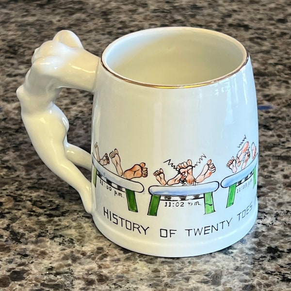 Vintage Twenty Toes in Twenty Minutes Nude Female Handle Novelty Risque Ceramic Coffee Mug ~ceramic funny mug, nude female figure mug