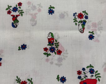 Vintage Snow White and the Seven Dwarfs Pale Blue Cotton Cotton Fabrics by Walt Disney Productions 44” w x 58” L- Snow White fabric, Disney