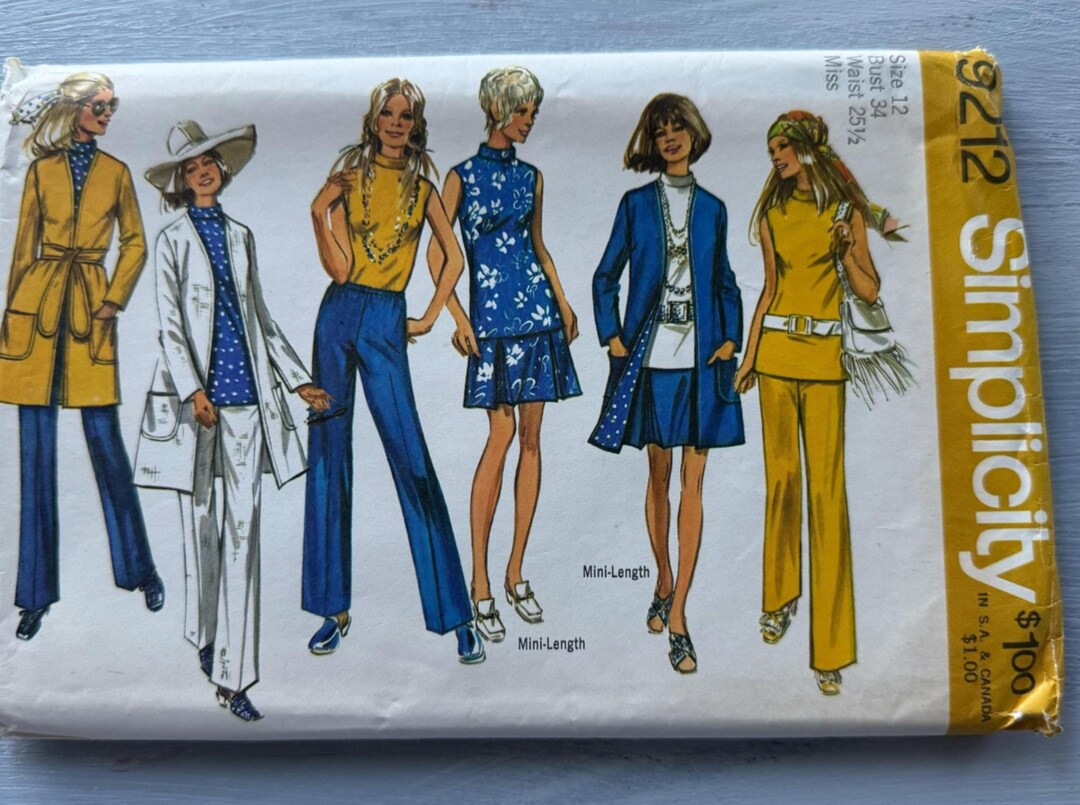 1970 Simplicity Sewing Pattern 9212 Misses Ensemble Outfit- Elastic ...