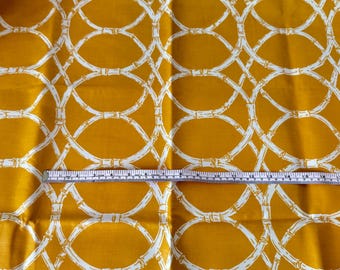 Vintage Bright Gold Cotton Ring Pattern Upholstery Fabric 54" W X 31" L~ upholstery fabric remnant, gold upholstery cotton fabric