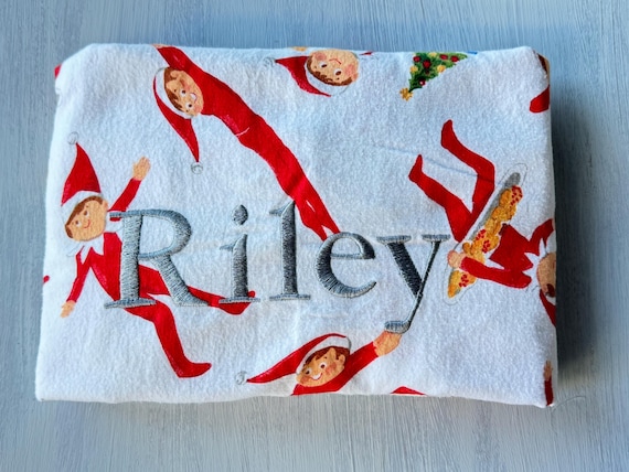 Pottery Barn Kids Elf on a Shelf Cotton Flannel Standard Pillow Sham Embroidered With RILEY Christmas Bedding Pottery Barn Kids Elf Etsy UK