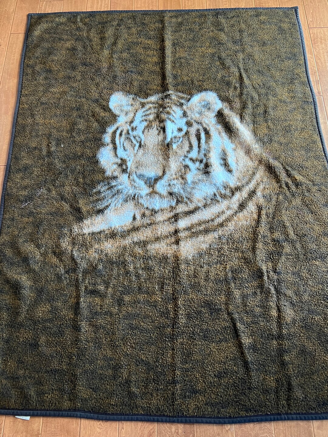 Vintage Biederlack TIGER Brown Reversible Blanket Throw 56 X Etsy