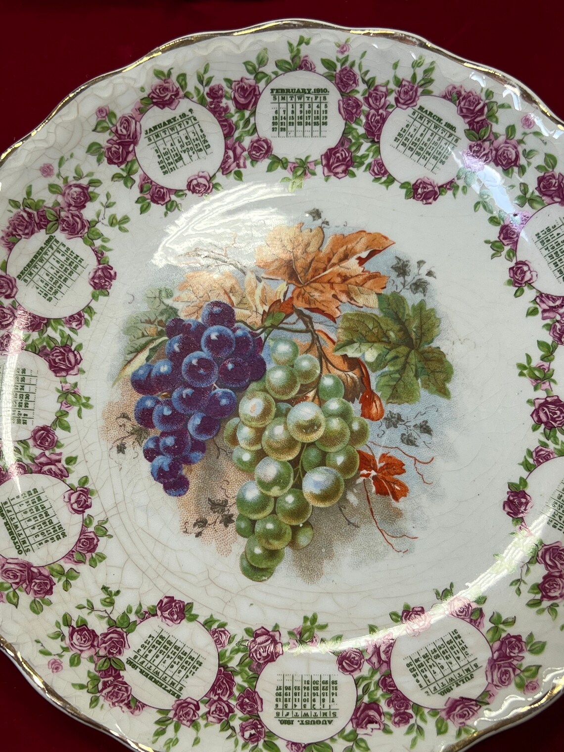 Two Antique 1910 Carnation Mcnicol Calendar Plates 8 W/ Fruit Etsy