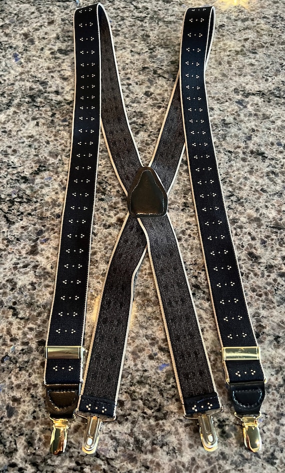 vintage elastic braces black Gem