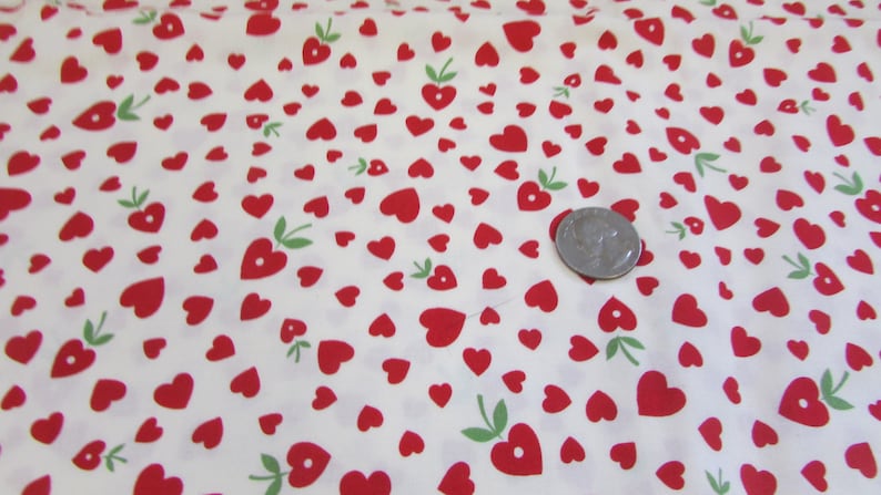 2009 With Love by Sharon Evans Yenter for In the Beginning Heart Apple Cotton Fabric; 44W X BTY cotton fabric Valentines Day heart fabric